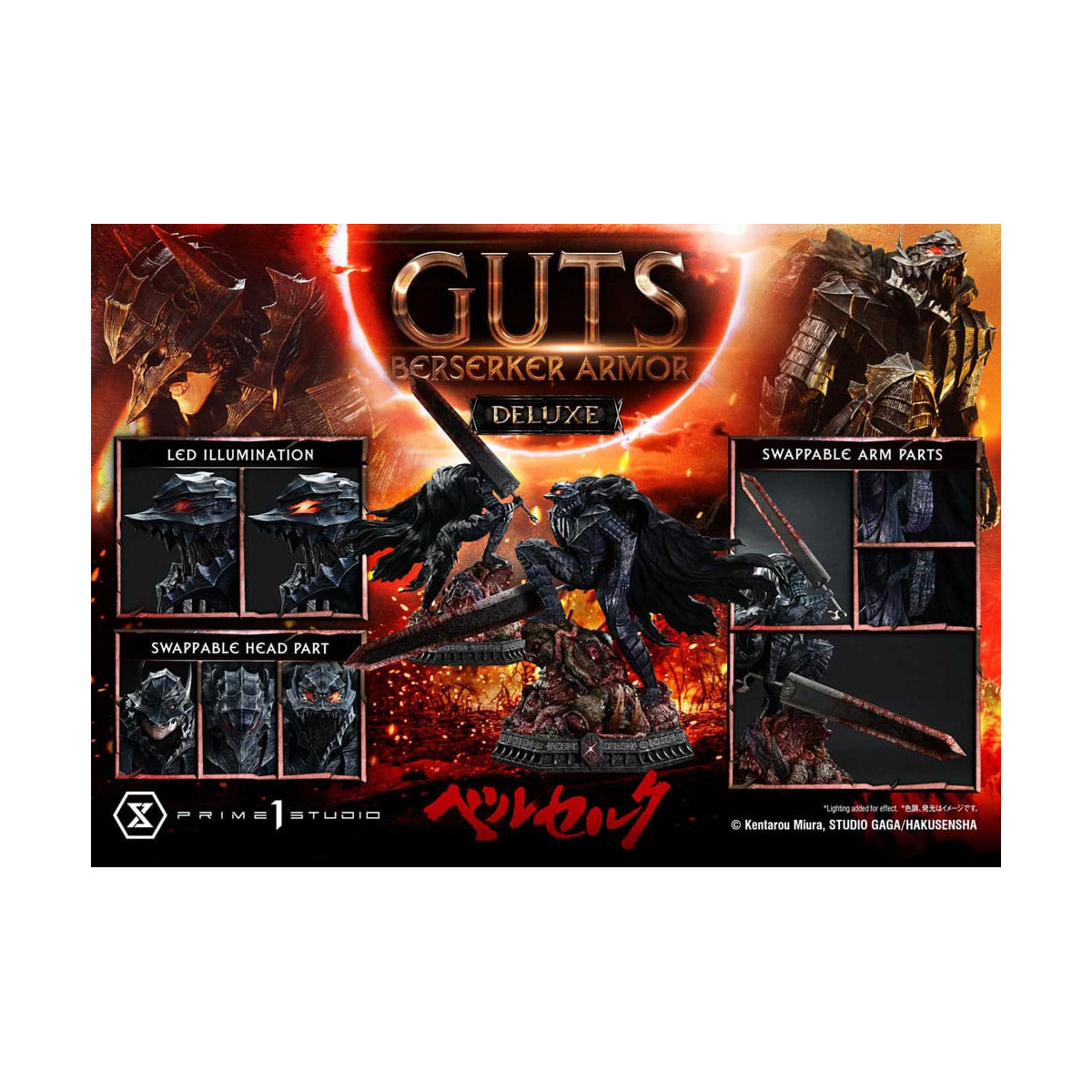 Prime 1 Studio Berserk - Armatura Berserker di Guts (Grunbeld vs. Guts) Versione Deluxe Bonus 1/4 Ultimate Premium Masterline
