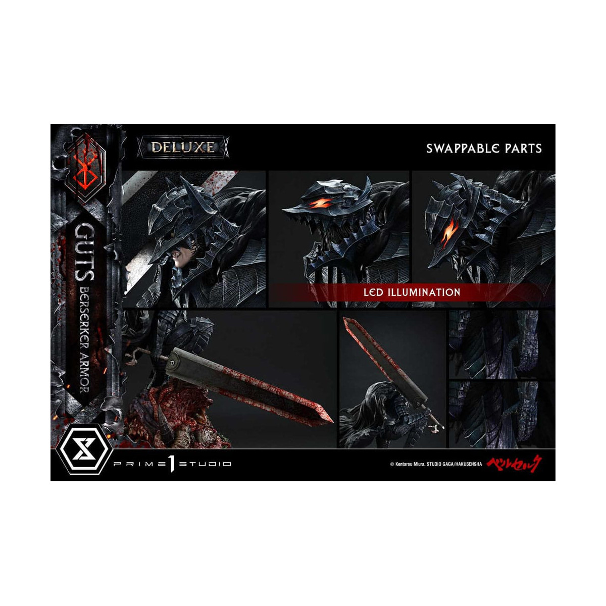 Prime 1 Studio Berserk - Armatura Berserker di Guts (Grunbeld vs. Guts) Versione Deluxe Bonus 1/4 Ultimate Premium Masterline