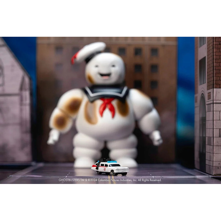 Jada Toys - Ghostbusters Uomo marshmallow Stay Puft con Cadillac Ecto-1 - Nano Scene 1/64
