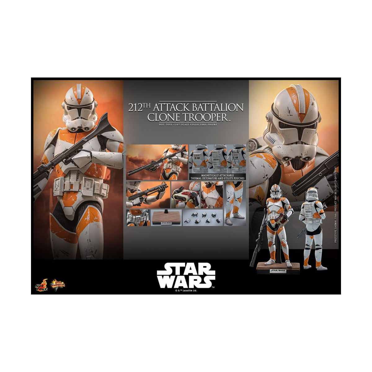 Hot Toys Star Wars - 104° Battaglione Wolfpack Clone Trooper Versione Deluxe - The Clone Wars 1/6 Figurine