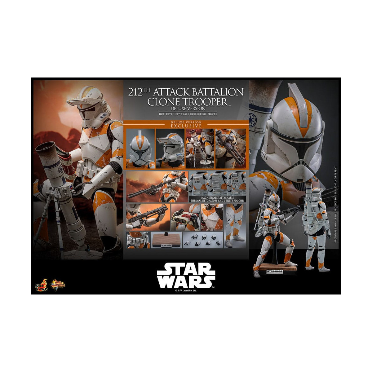Hot Toys Star Wars - 212° battaglione d'attacco Clone Trooper versione Deluxe - The Clone Wars 1/6