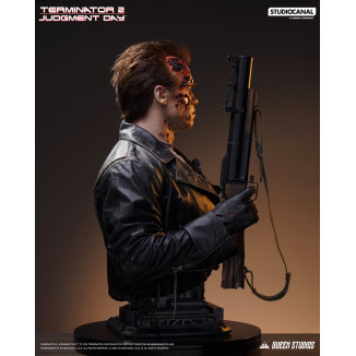 Queen Studios - Busto a grandezza naturale del T-800 danneggiato dalla battaglia - Terminator 2