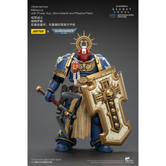 JoyToy - Livello segreto - Ultramarines Metaurus con ascia elettrica, scudo d'assalto e pistola al plasma 1/18 - Warhammer 40000