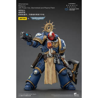 JoyToy - Livello segreto - Ultramarines Metaurus con ascia elettrica, scudo d'assalto e pistola al plasma 1/18 - Warhammer 40000