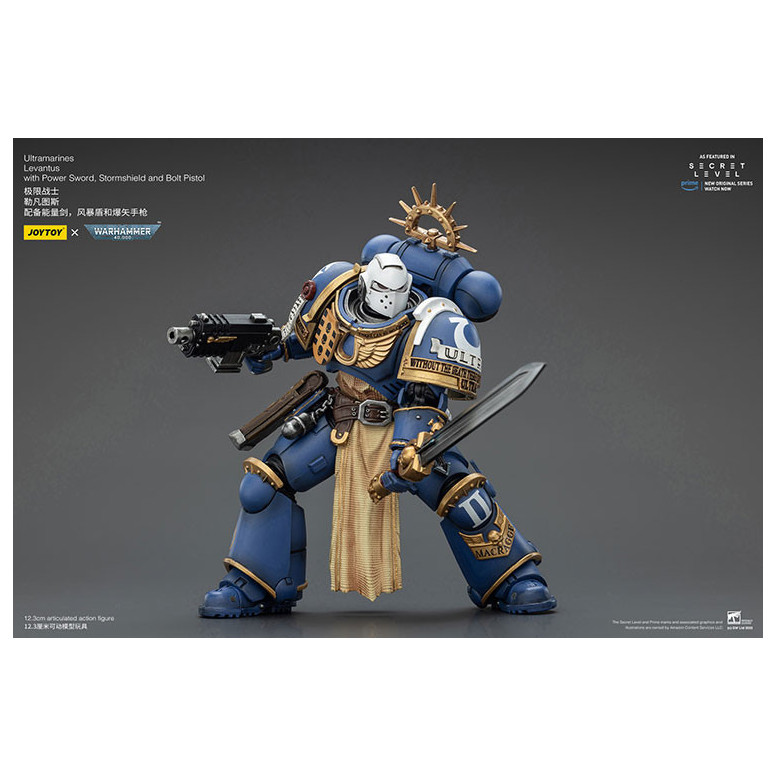 JoyToy - Livello segreto - Ultramarines Levantus con Power Sword, Stormshield e Bolt Pistol 1/18 - Warhammer 40000