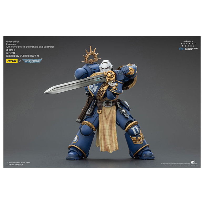 JoyToy - Livello segreto - Ultramarines Levantus con Power Sword, Stormshield e Bolt Pistol 1/18 - Warhammer 40000