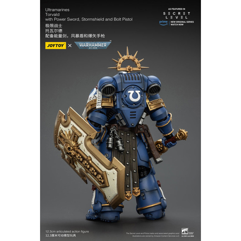 JoyToy - Livello segreto - Ultramarines Torvald con Power Sword, Stormshield e Bolt Pistol 1/18 - Warhammer 40000