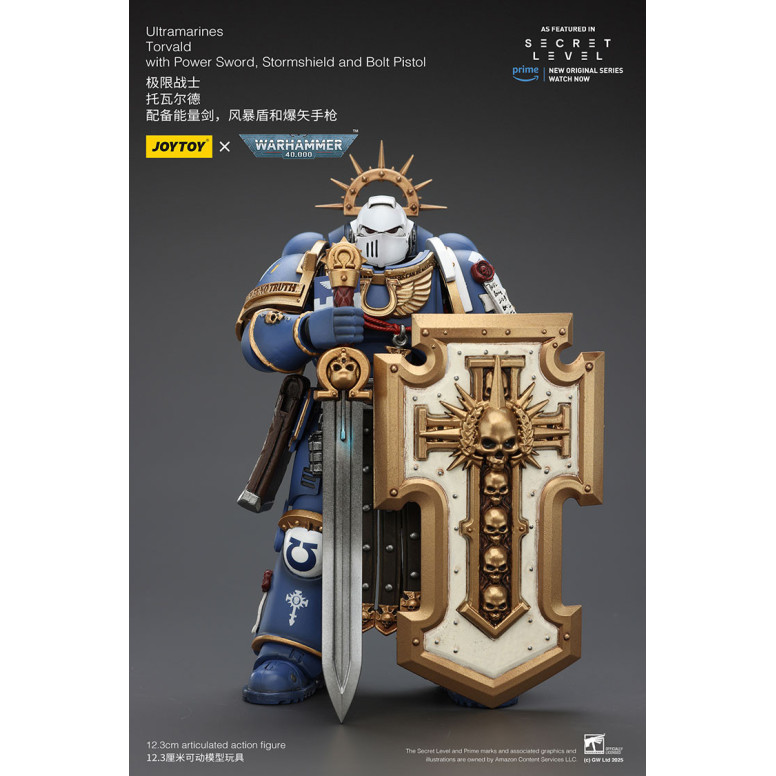 JoyToy - Livello segreto - Ultramarines Torvald con Power Sword, Stormshield e Bolt Pistol 1/18 - Warhammer 40000