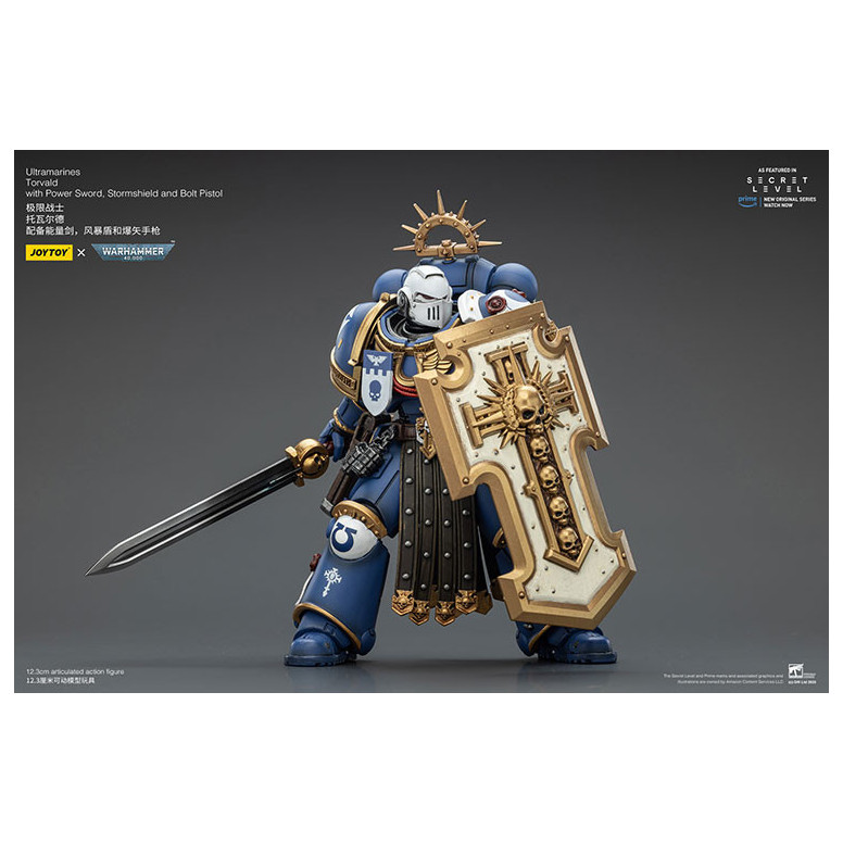 JoyToy - Livello segreto - Ultramarines Torvald con Power Sword, Stormshield e Bolt Pistol 1/18 - Warhammer 40000