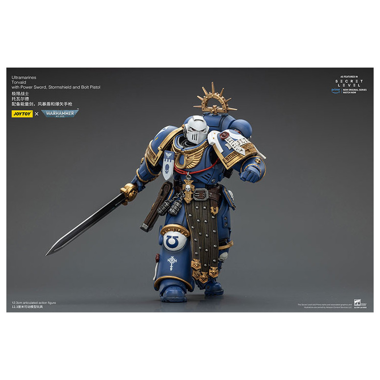 JoyToy - Livello segreto - Ultramarines Torvald con Power Sword, Stormshield e Bolt Pistol 1/18 - Warhammer 40000