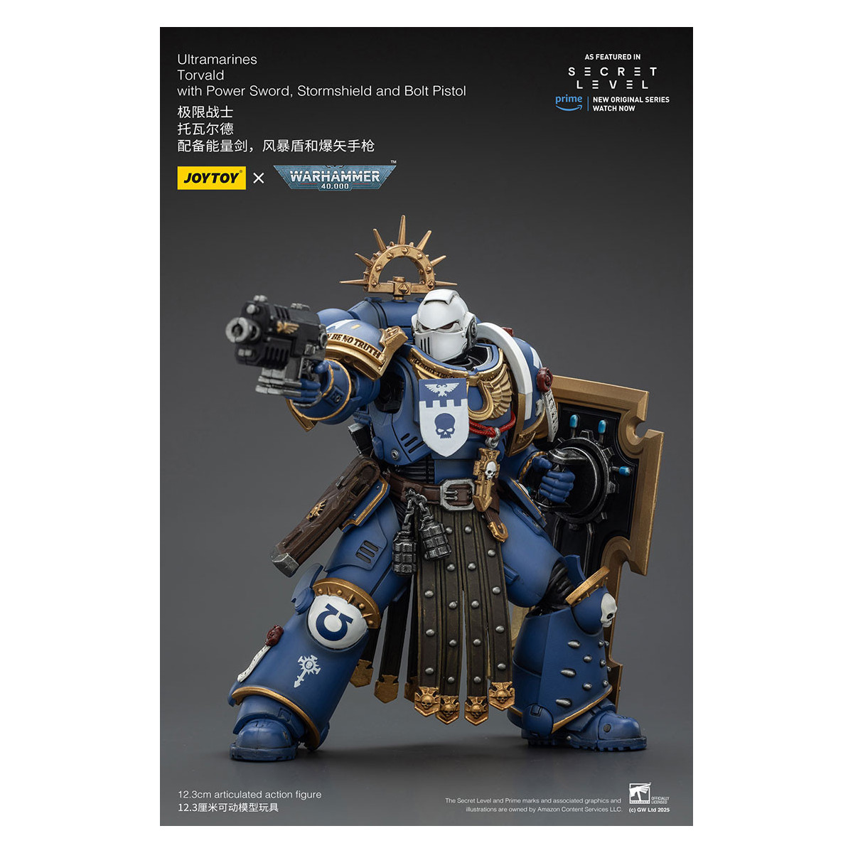JoyToy - Livello segreto - Ultramarines Torvald con Power Sword, Stormshield e Bolt Pistol 1/18 - Warhammer 40000