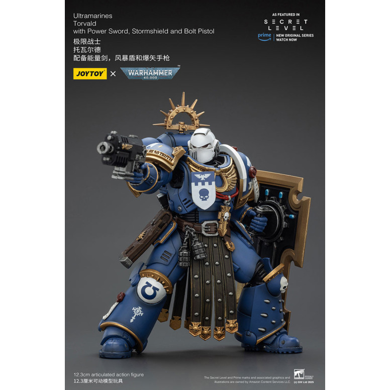 JoyToy - Livello segreto - Ultramarines Torvald con Power Sword, Stormshield e Bolt Pistol 1/18 - Warhammer 40000
