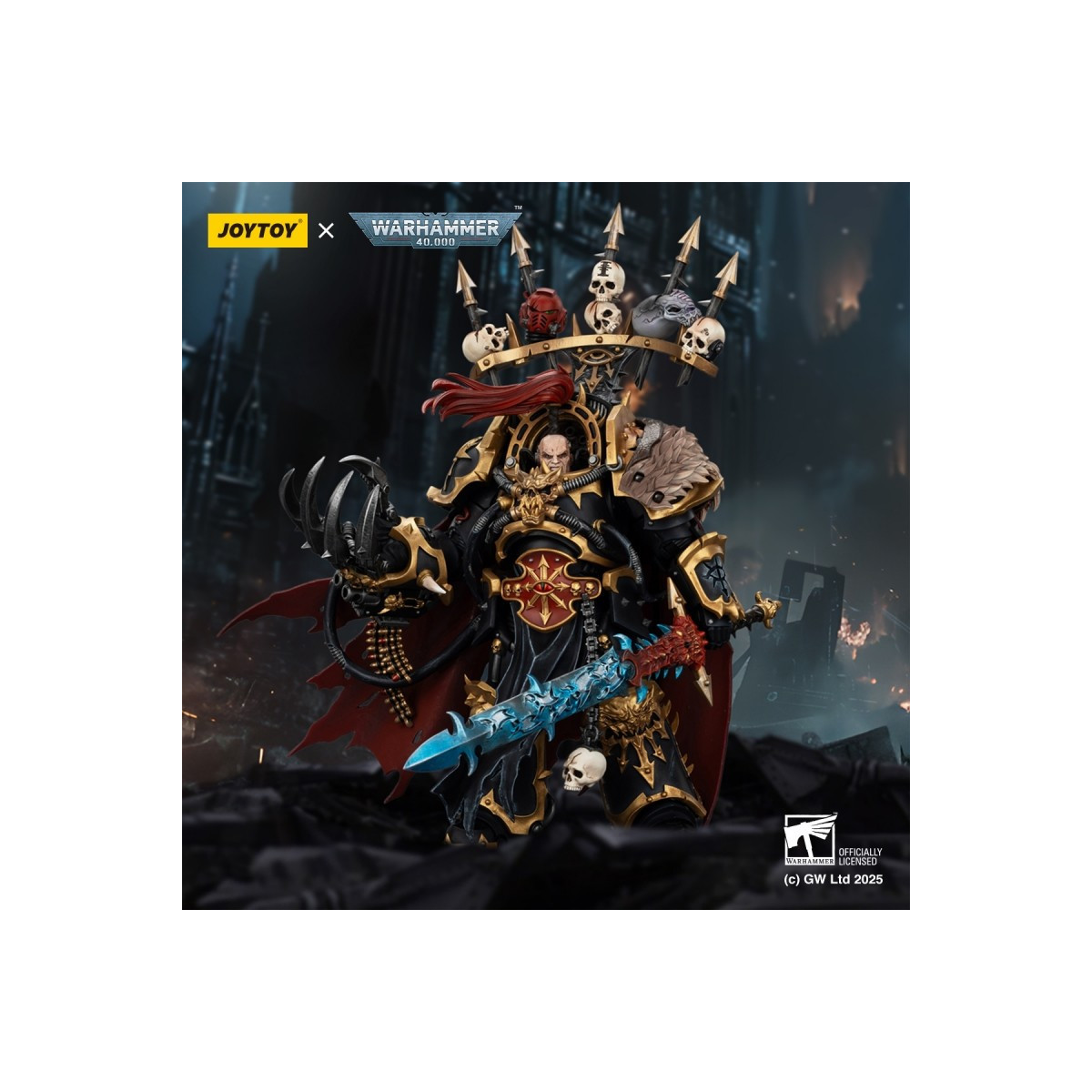 JoyToy Chaos Space Marines - Black Legion - Abaddon il Despota con Drach'nyen e il Talon of Horus - 1/18 - Warhammer 40K