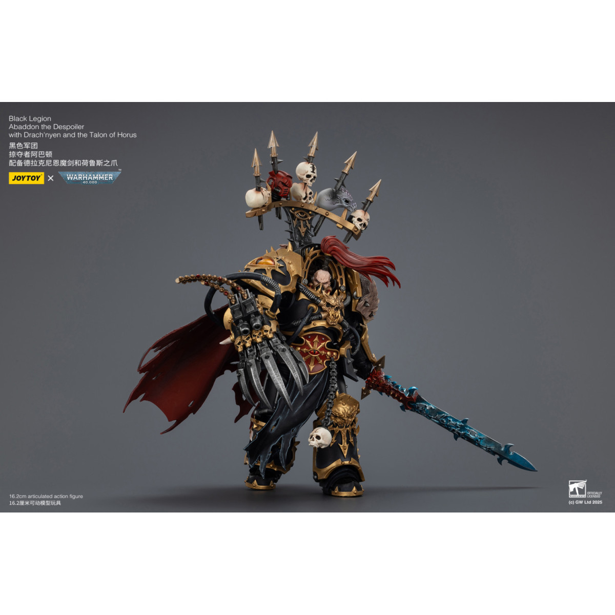 JoyToy Chaos Space Marines - Black Legion - Abaddon il Despota con Drach'nyen e il Talon of Horus - 1/18 - Warhammer 40K