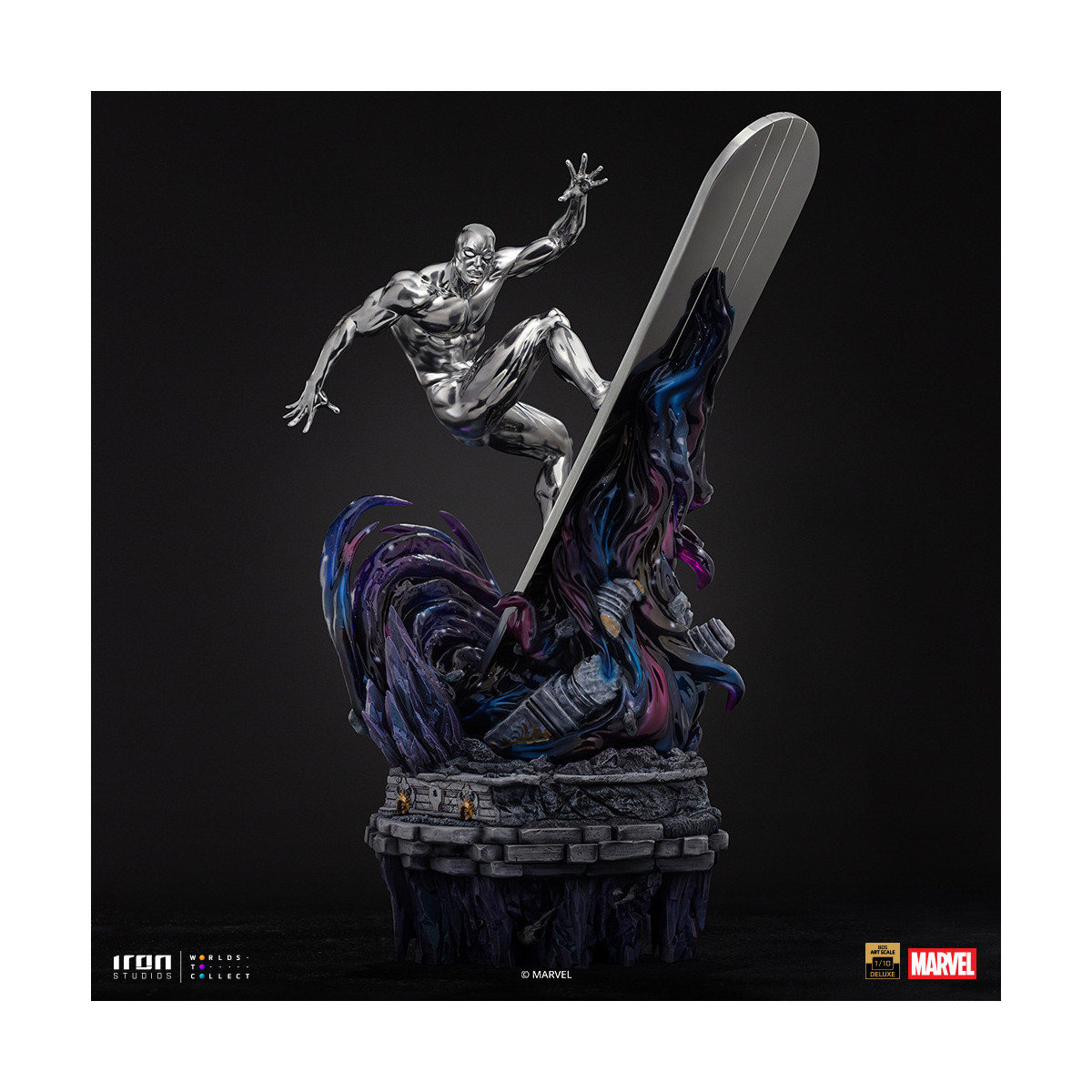 Iron Studios Marvel - Silver Surfer Deluxe Art Scale 1/10 - Diorama del guanto dell'infinito