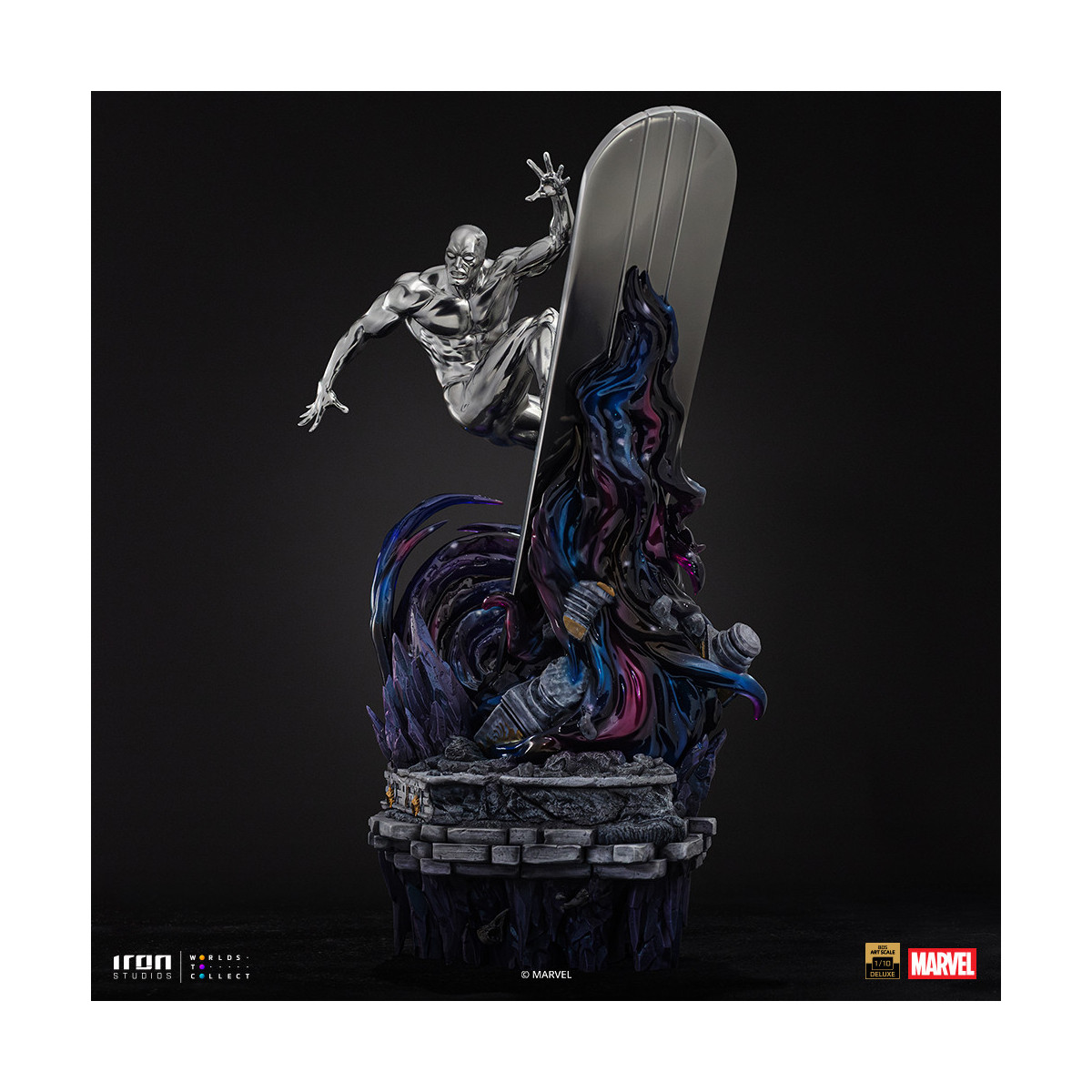 Iron Studios Marvel - Silver Surfer Deluxe Art Scale 1/10 - Diorama del guanto dell'infinito