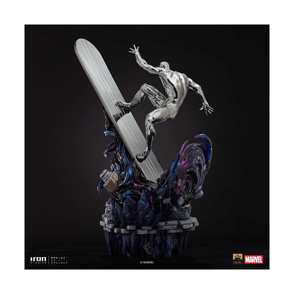 Iron Studios Marvel - Silver Surfer Deluxe Art Scale 1/10 - Diorama del guanto dell'infinito