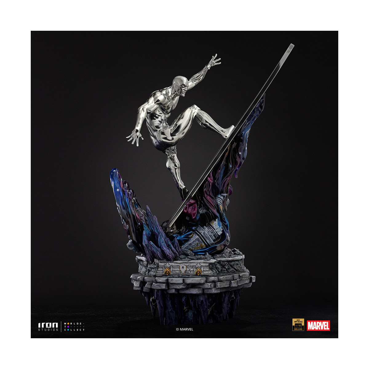 Iron Studios Marvel - Silver Surfer Deluxe Art Scale 1/10 - Diorama del guanto dell'infinito