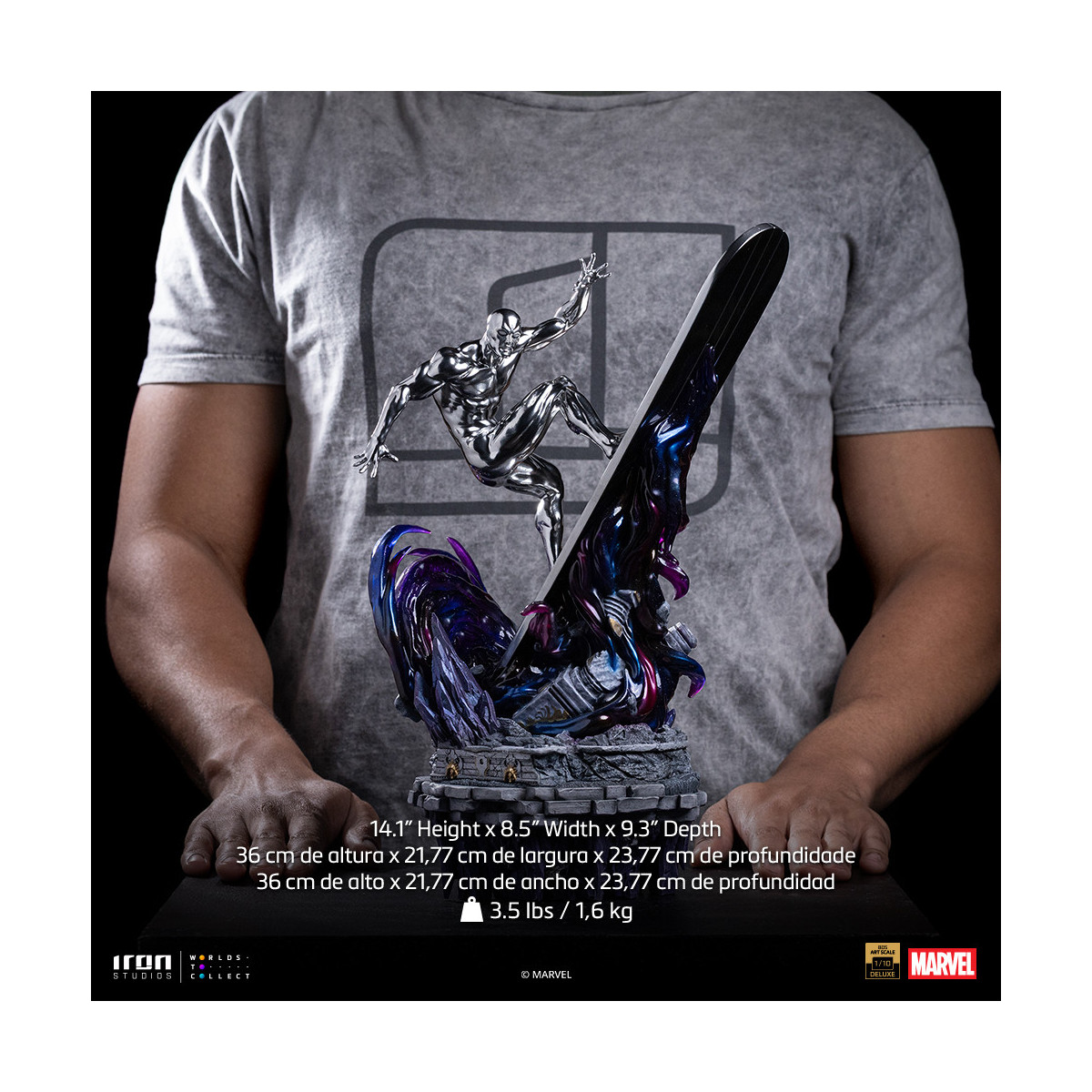 Iron Studios Marvel - Silver Surfer Deluxe Art Scale 1/10 - Diorama del guanto dell'infinito