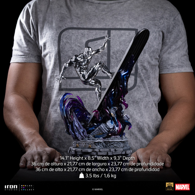 Iron Studios Marvel - Silver Surfer Deluxe Art Scale 1/10 - Diorama del guanto dell'infinito