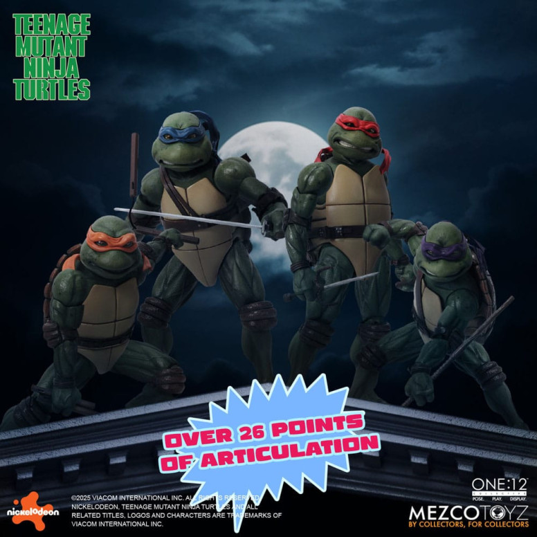 Mezco One 12 - Teenage Mutant Ninja Turtles (film del 1990) Set di 4 figure - Tartarughe Ninja