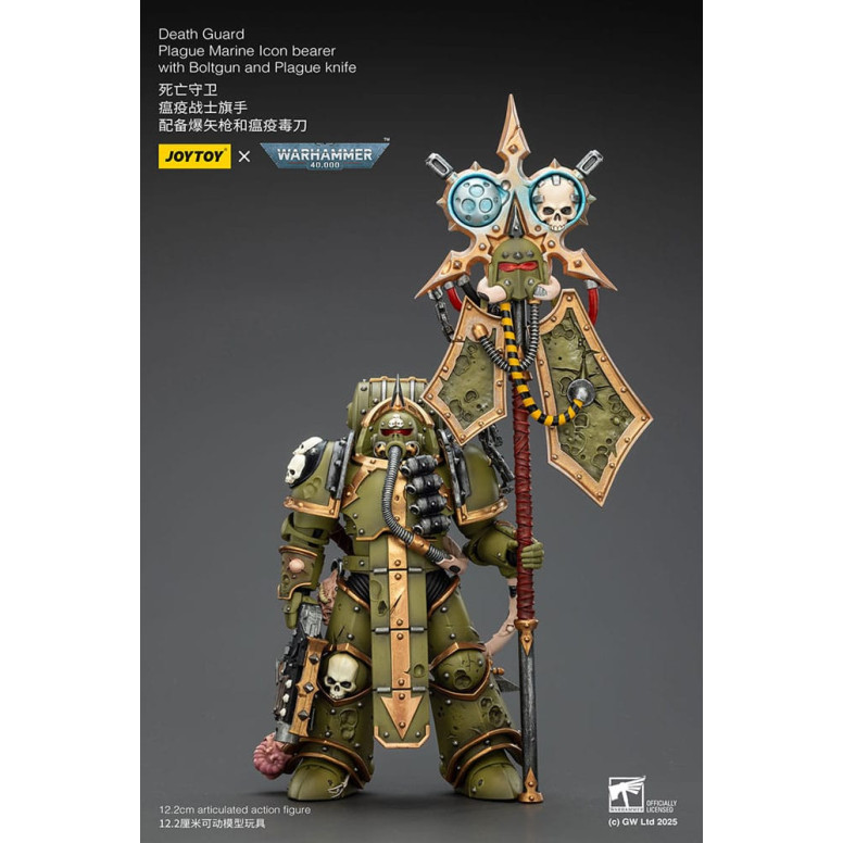 Joytoy - Guardia della morte - Marine della peste portatore di icona con boltgun e coltello della peste 1/18 - Warhammer 40k