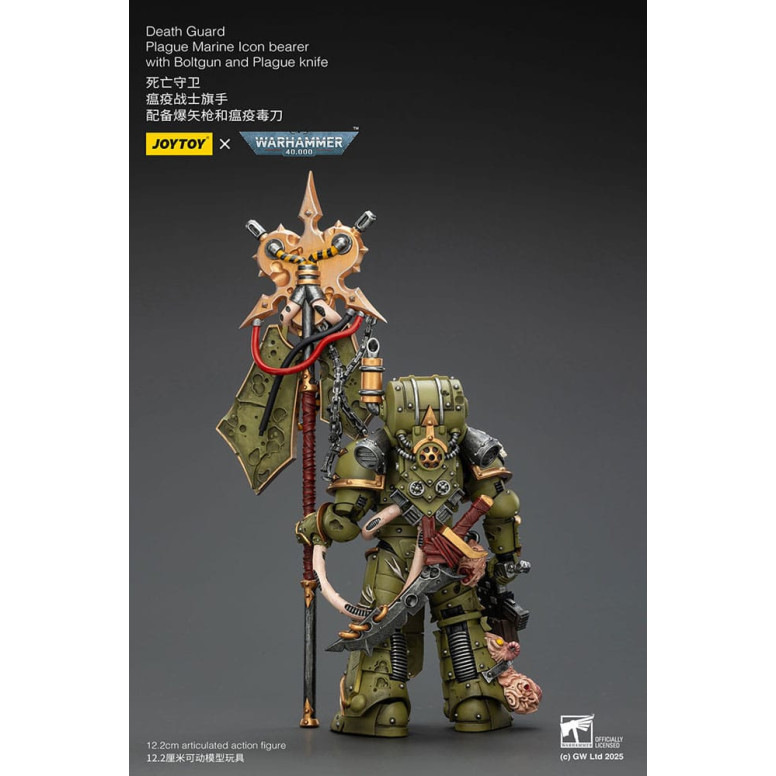 Joytoy - Guardia della morte - Marine della peste portatore di icona con boltgun e coltello della peste 1/18 - Warhammer 40k