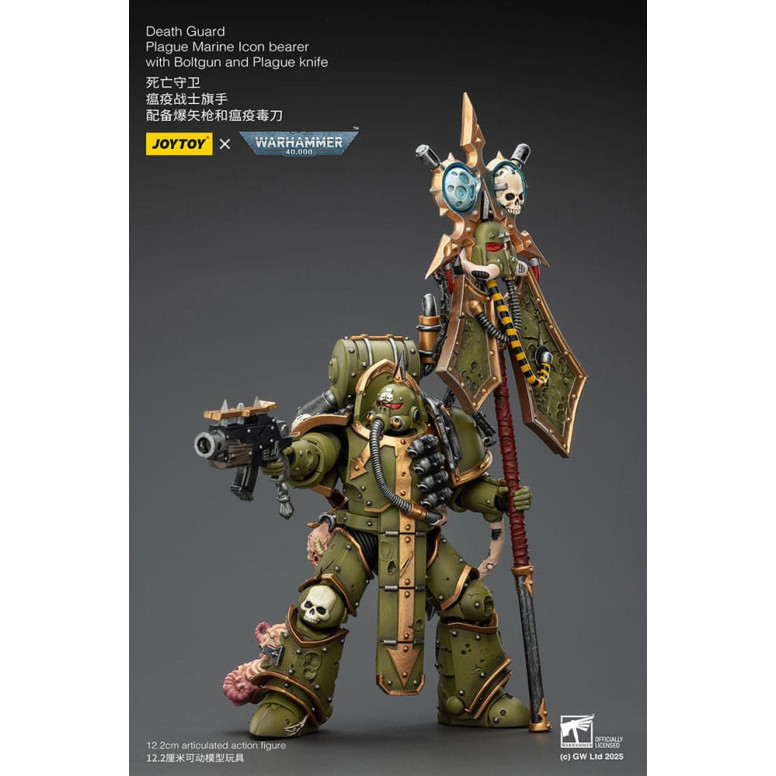 Joytoy - Guardia della morte - Marine della peste portatore di icona con boltgun e coltello della peste 1/18 - Warhammer 40k