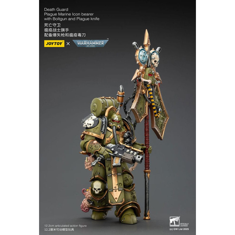 Joytoy - Guardia della morte - Marine della peste portatore di icona con boltgun e coltello della peste 1/18 - Warhammer 40k