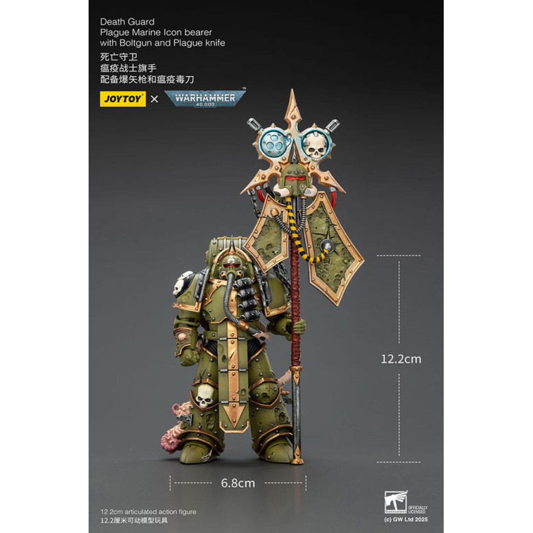 Joytoy - Guardia della morte - Marine della peste portatore di icona con boltgun e coltello della peste 1/18 - Warhammer 40k