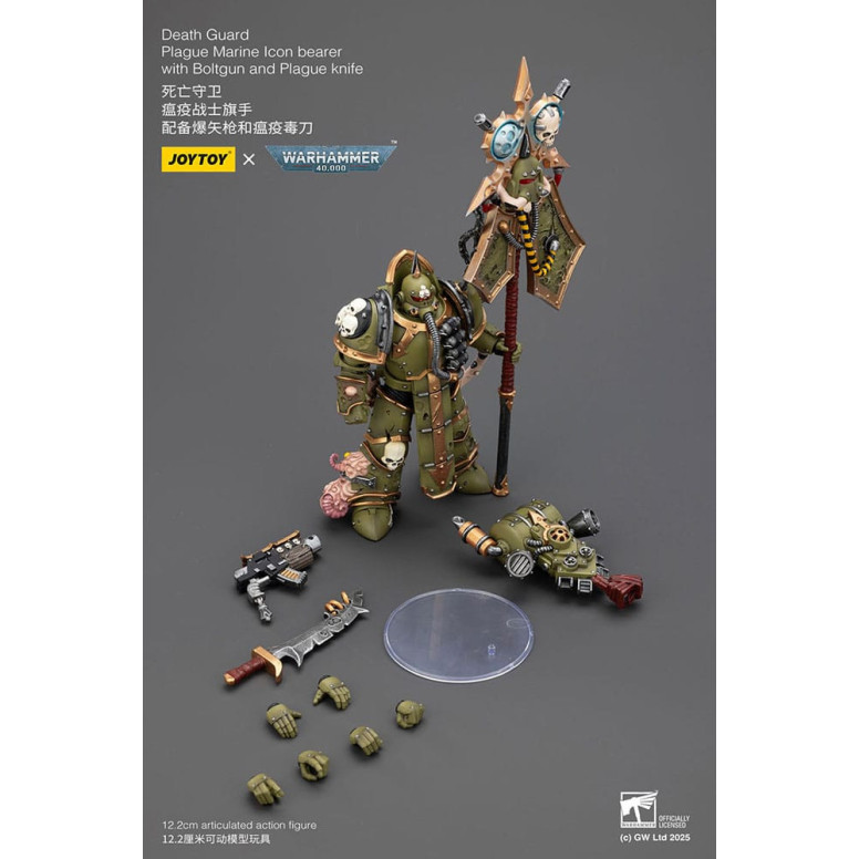 Joytoy - Guardia della morte - Marine della peste portatore di icona con boltgun e coltello della peste 1/18 - Warhammer 40k