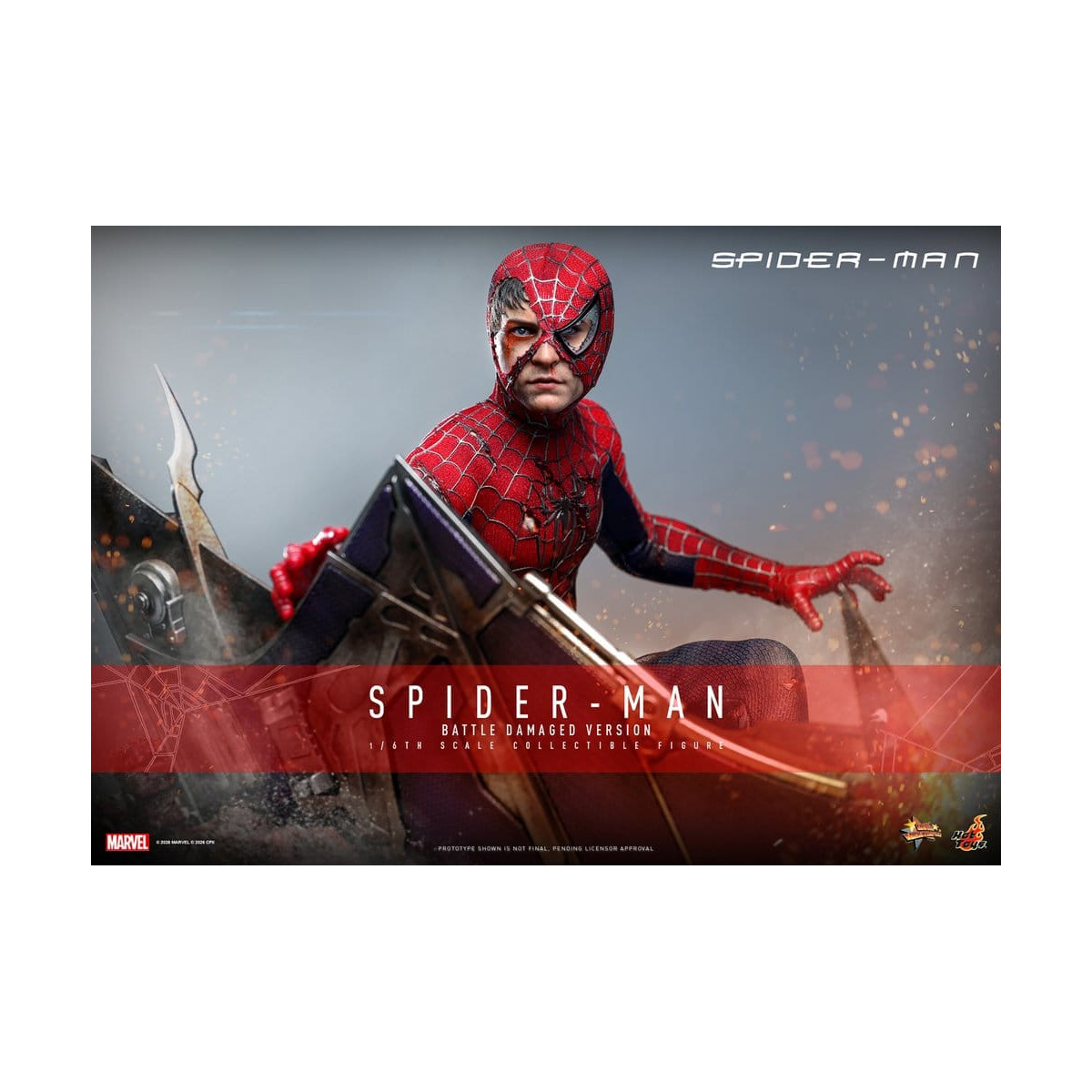 Hot Toys Marvel - Spider-Man (Versione danneggiata dalla battaglia) - Spider-Man (2002) Movie Masterpiece 1/6