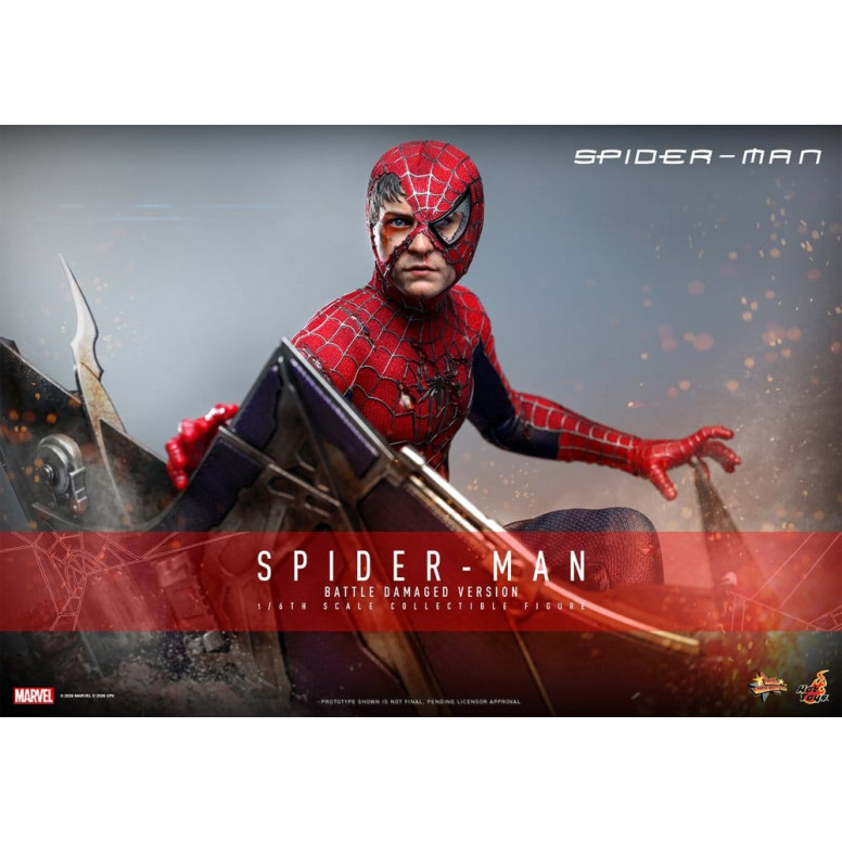 Hot Toys Marvel - Spider-Man (Versione danneggiata dalla battaglia) - Spider-Man (2002) Movie Masterpiece 1/6