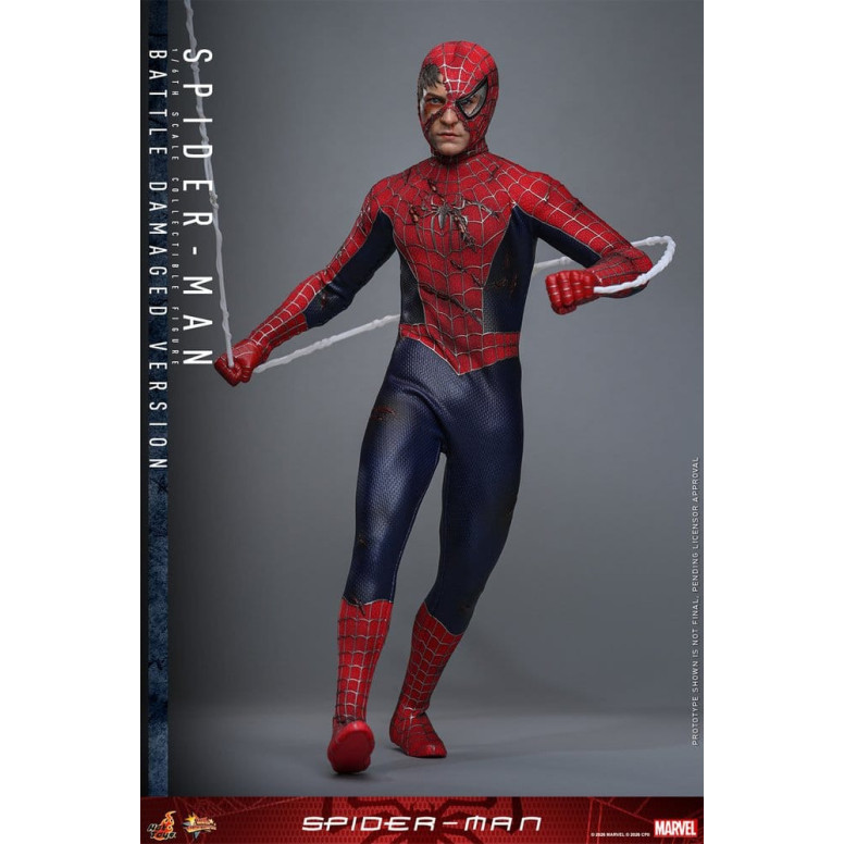 Hot Toys Marvel - Spider-Man (Versione danneggiata dalla battaglia) - Spider-Man (2002) Movie Masterpiece 1/6