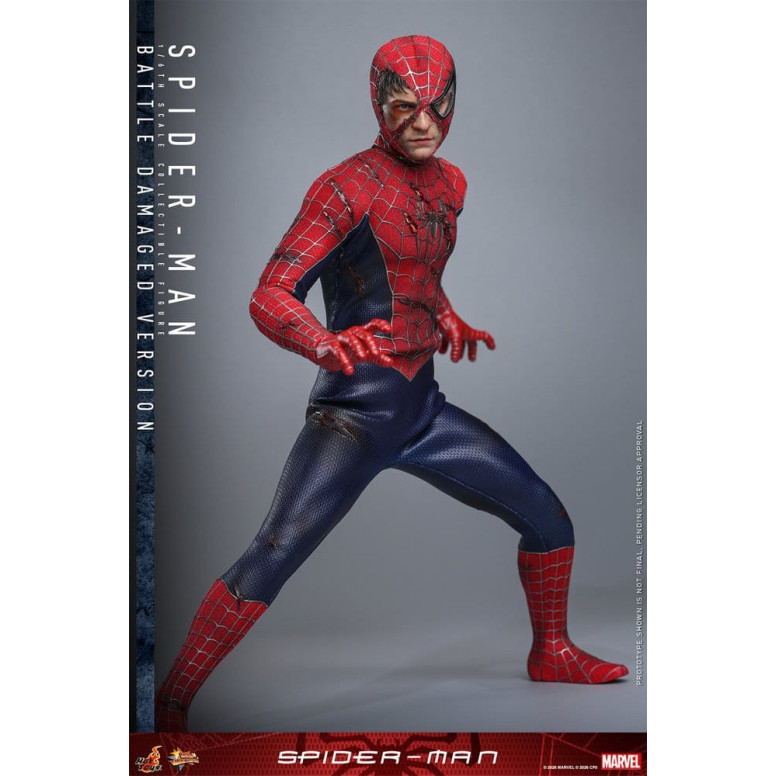 Hot Toys Marvel - Spider-Man (Versione danneggiata dalla battaglia) - Spider-Man (2002) Movie Masterpiece 1/6