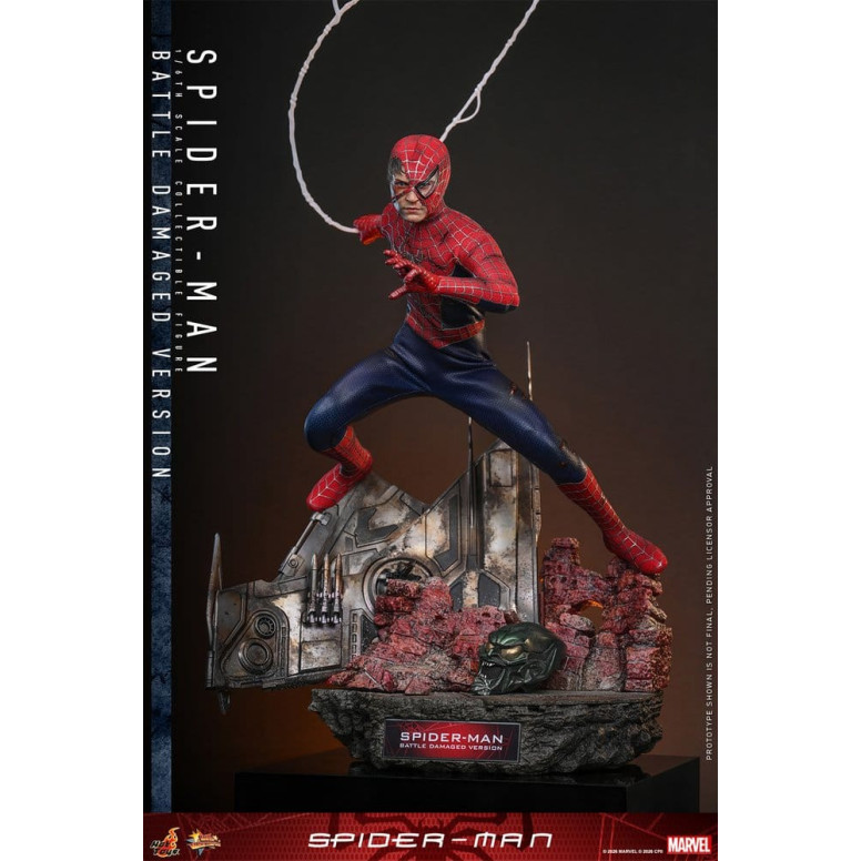 Hot Toys Marvel - Spider-Man (Versione danneggiata dalla battaglia) - Spider-Man (2002) Movie Masterpiece 1/6