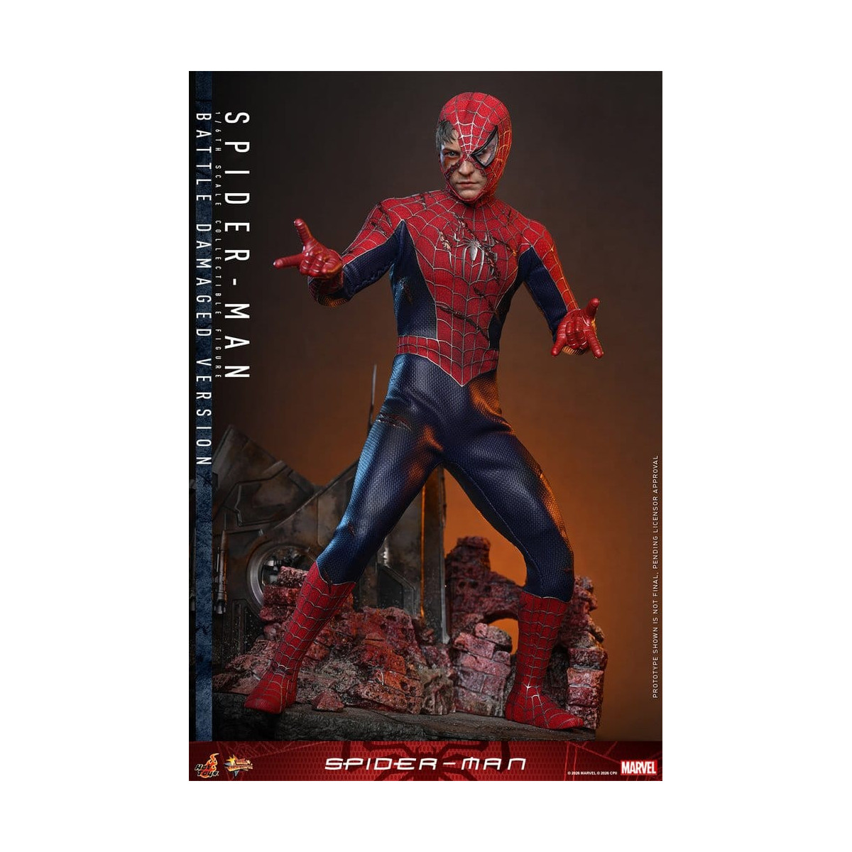 Hot Toys Marvel - Spider-Man (Versione danneggiata dalla battaglia) - Spider-Man (2002) Movie Masterpiece 1/6