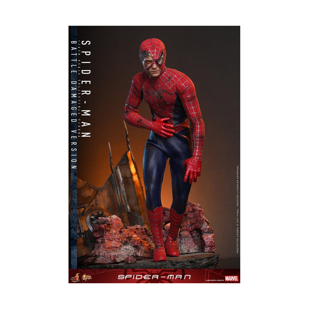 Hot Toys Marvel - Spider-Man (Versione danneggiata dalla battaglia) - Spider-Man (2002) Movie Masterpiece 1/6