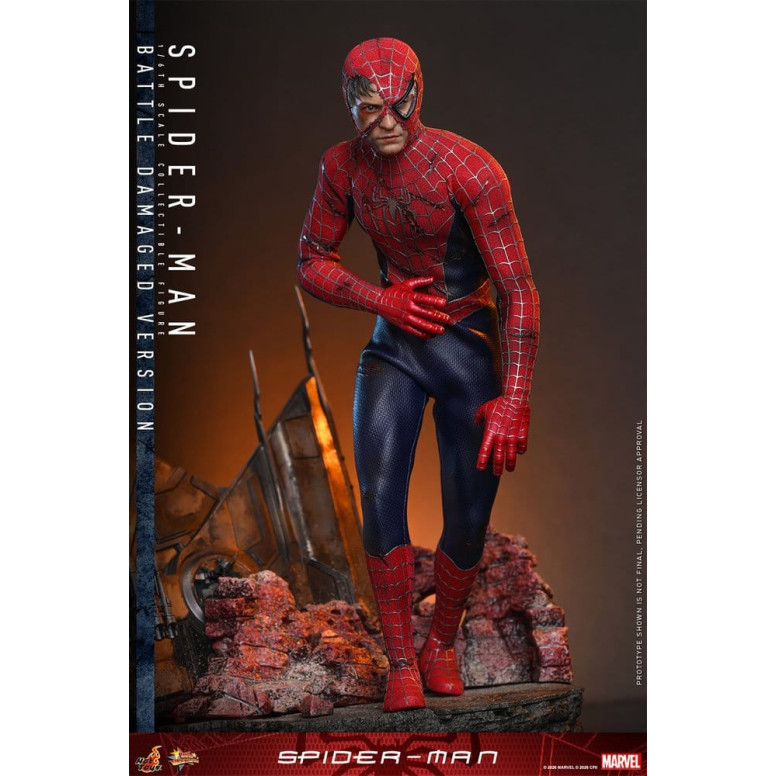 Hot Toys Marvel - Spider-Man (Versione danneggiata dalla battaglia) - Spider-Man (2002) Movie Masterpiece 1/6