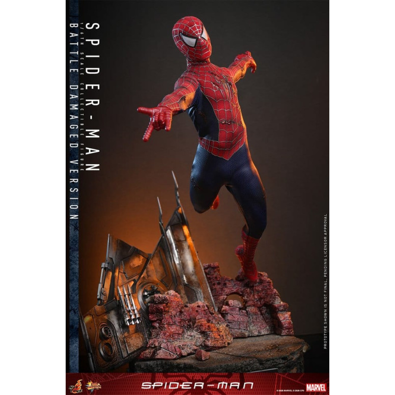 Hot Toys Marvel - Spider-Man (Versione danneggiata dalla battaglia) - Spider-Man (2002) Movie Masterpiece 1/6