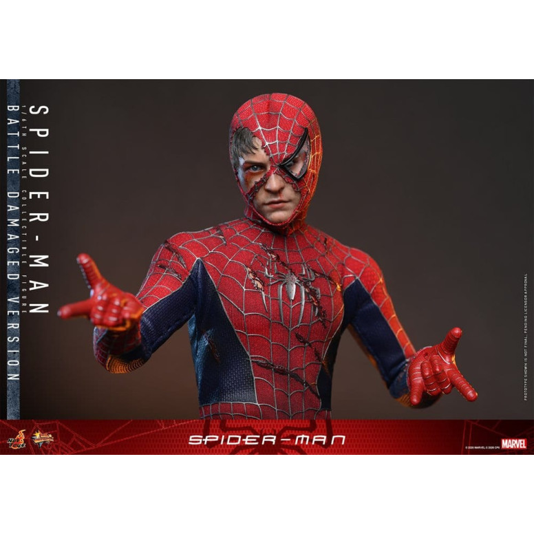 Hot Toys Marvel - Spider-Man (Versione danneggiata dalla battaglia) - Spider-Man (2002) Movie Masterpiece 1/6
