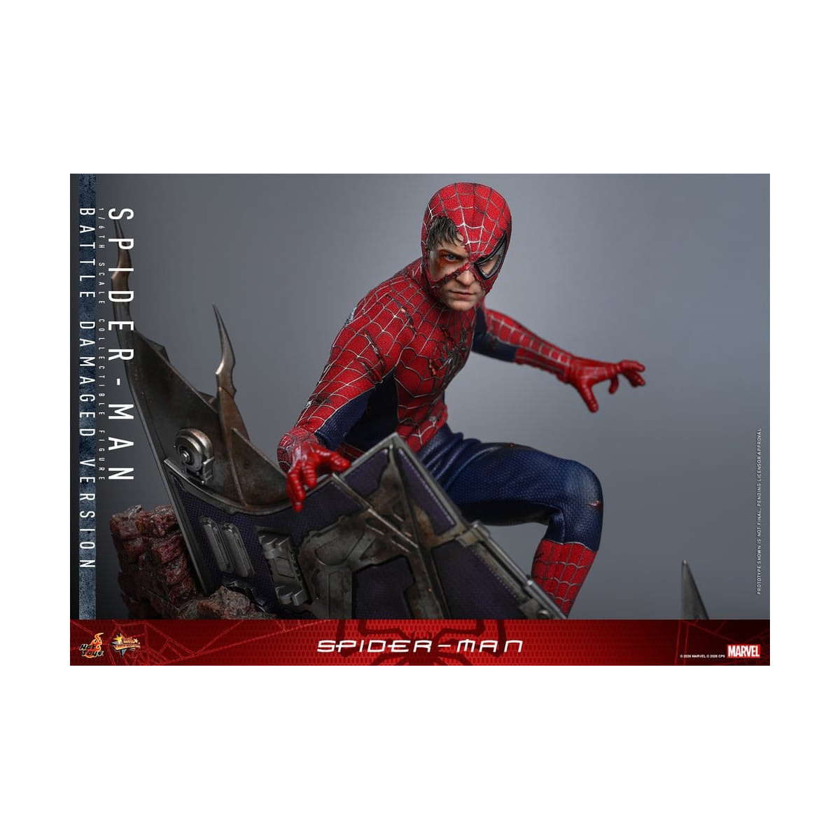 Hot Toys Marvel - Spider-Man (Versione danneggiata dalla battaglia) - Spider-Man (2002) Movie Masterpiece 1/6