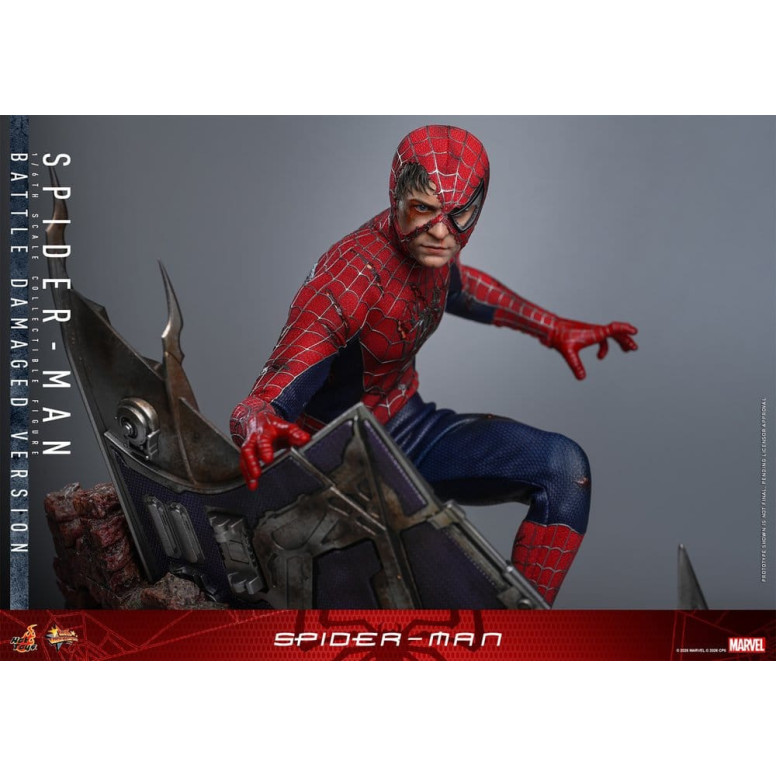 Hot Toys Marvel - Spider-Man (Versione danneggiata dalla battaglia) - Spider-Man (2002) Movie Masterpiece 1/6