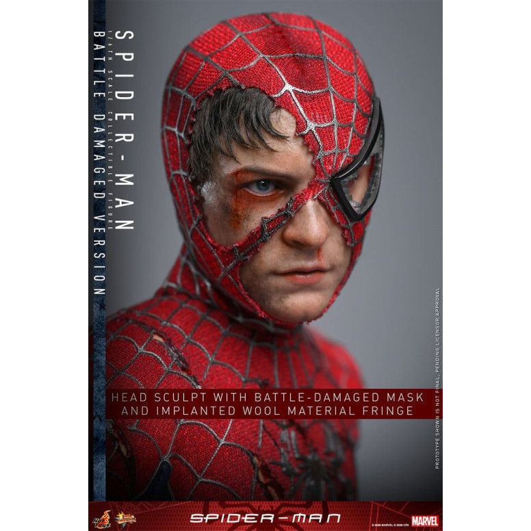 Hot Toys Marvel - Spider-Man (Versione danneggiata dalla battaglia) - Spider-Man (2002) Movie Masterpiece 1/6