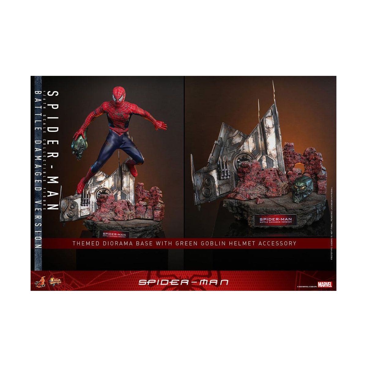 Hot Toys Marvel - Spider-Man (Versione danneggiata dalla battaglia) - Spider-Man (2002) Movie Masterpiece 1/6