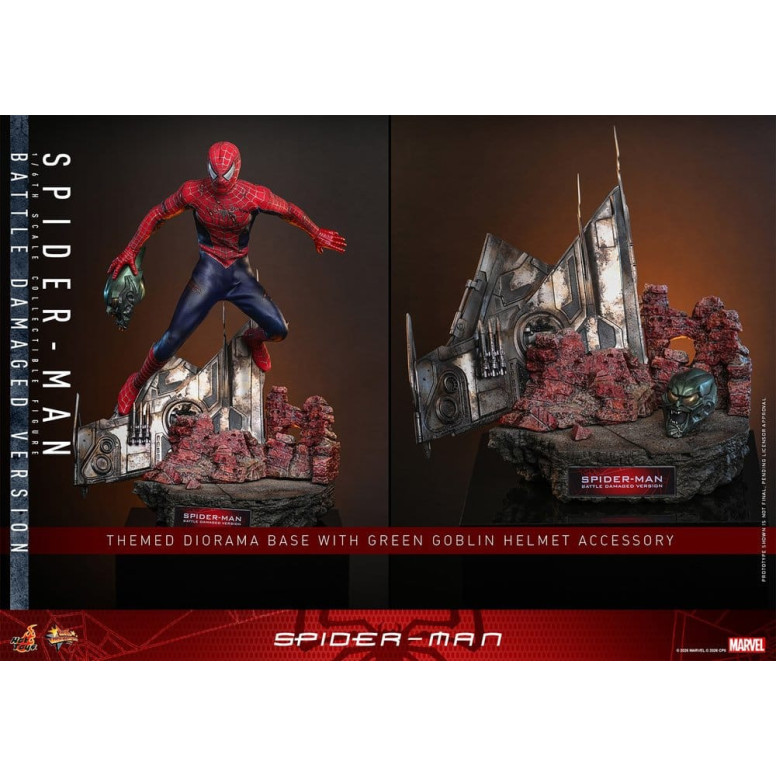 Hot Toys Marvel - Spider-Man (Versione danneggiata dalla battaglia) - Spider-Man (2002) Movie Masterpiece 1/6