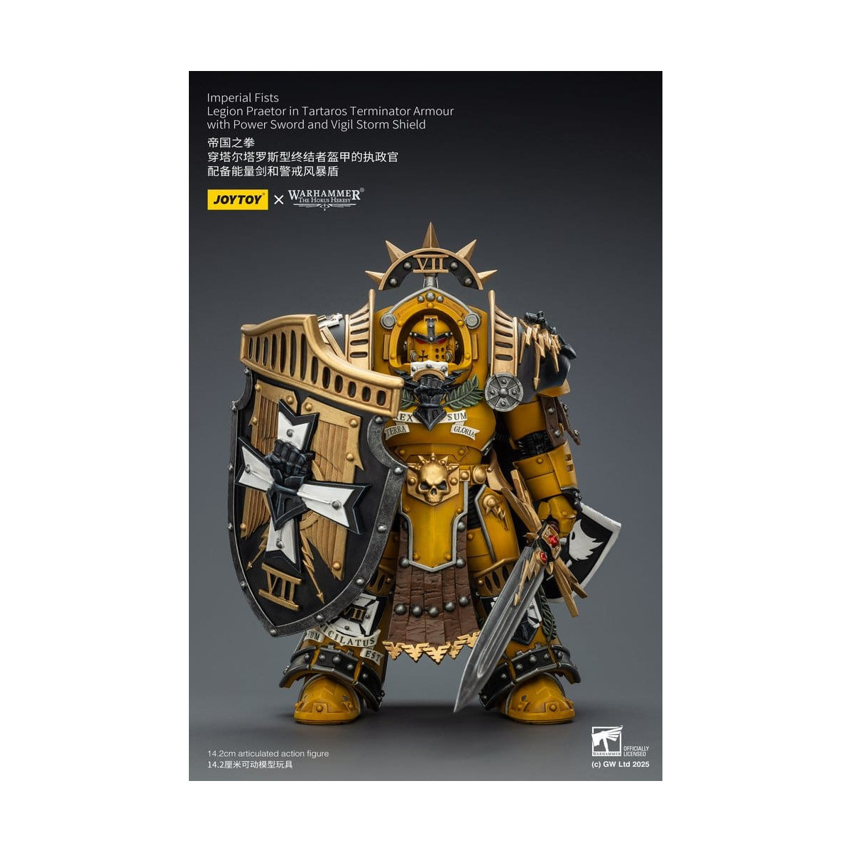 Joytoy - Warhammer - Imperial Fists - Pretore della Legione in Armatura Tartaros Terminator con Spada di Potenza e Scudo Tempora