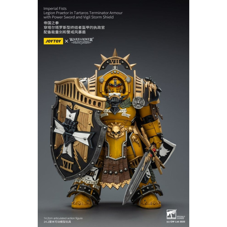 Joytoy - Warhammer - Imperial Fists - Pretore della Legione in Armatura Tartaros Terminator con Spada di Potenza e Scudo Tempora