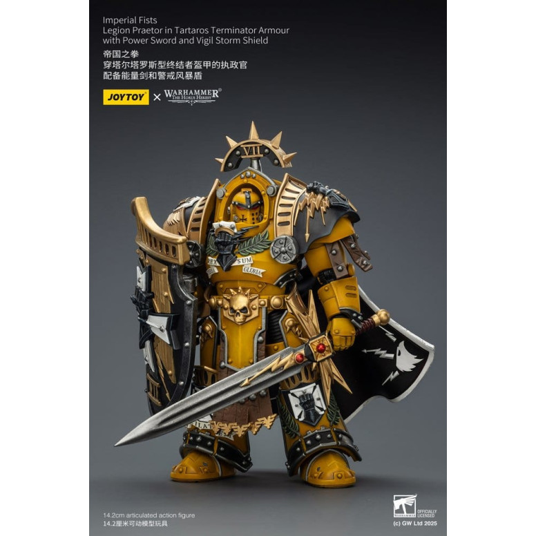 Joytoy - Warhammer - Imperial Fists - Pretore della Legione in Armatura Tartaros Terminator con Spada di Potenza e Scudo Tempora