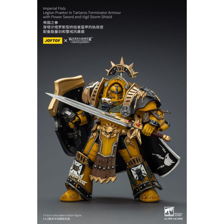 Joytoy - Warhammer - Imperial Fists - Pretore della Legione in Armatura Tartaros Terminator con Spada di Potenza e Scudo Tempora